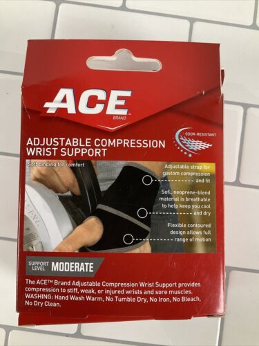 ACE Wrist Support Moderate Support One Size Adjustable Compression Black 203966 (6922744004791)